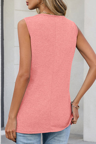Solid Color V Neck Sleeveless Casual Tops