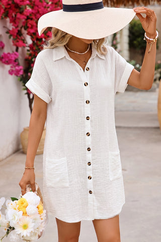 Fashion Solid Color Lapel Casual Dress