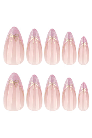 French-style Simple Bow False Nail Tips