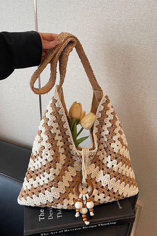 Bohemian Ethnic Style Color Block Weave Bag