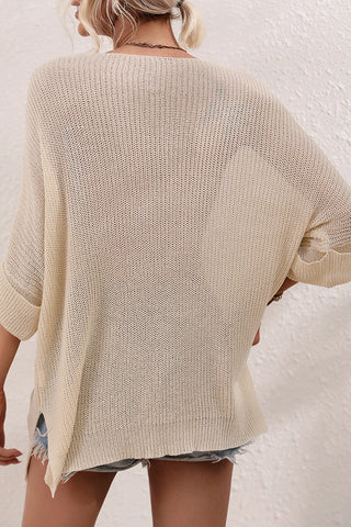 Solid Color Knitted Round Neck Loose Top