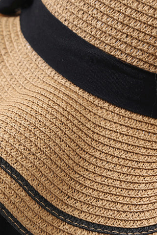 Fashion Color Block Bow Weave Hats