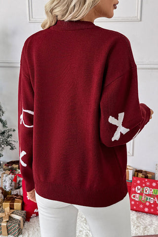 Merry Christmas Bow Print Casual Sweater