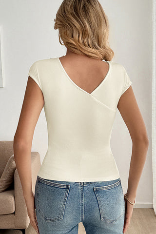 Fashion Solid Color V Neck Tops