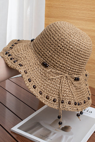 Vacation Style Handmade Beaded Straw Hat