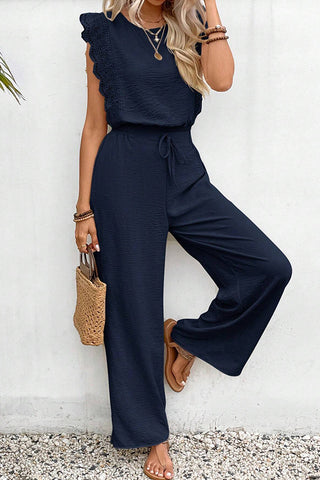 Solid Color Sleeveless Casual Two Piece Set