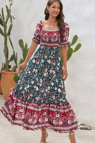 Bohemian Print Off The Shoulder Maxi Dress