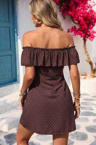 Off The Shoulder Polka Dot Print Mini Dress