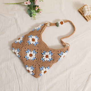 Fashion Flower Design Resort Style Weave Bag