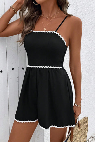 White Lace Patchwork Color Block Slip Romper