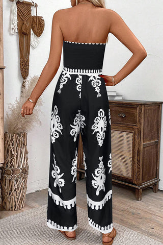 Bohemian Style Bandeau Printed Jumpsuit