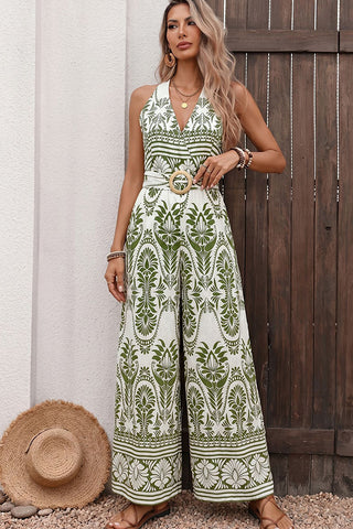 Resort Style V Neck Halter Neck Jumpsuit