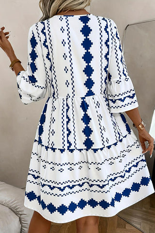 Fashion V Neck Printed Casual Dress