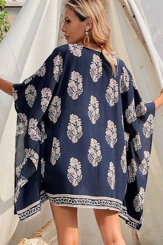 Fashion Printed Open Front Loose Cape Coat