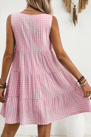 Fashion Plaid Print Sleeveless Casual Mini Dress