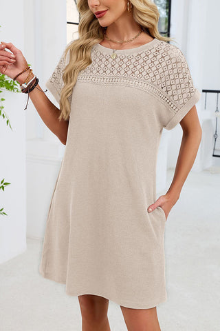 Lace Patchwork Solid Color Casual Dress