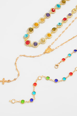 Diamond-encrusted Cross Pendant Layered Necklace