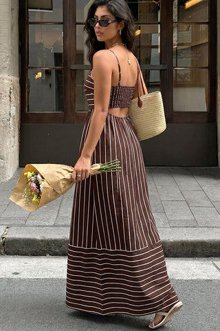 Fashion Stripe Print Sleeveless Casual Dress