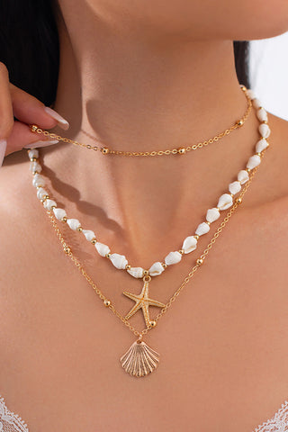 Starfish Scallop Shells Layered Necklace