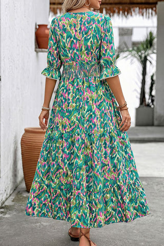 Fashion Ethnic Style V Neck Printed Dress