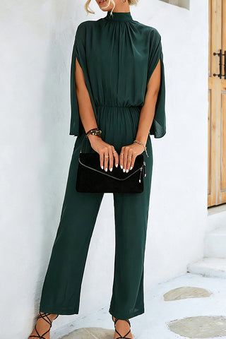 Solid Mandarin Collar Halter Neck Jumpsuit