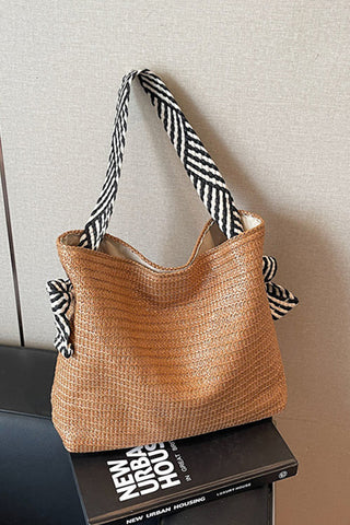Fashion Resort Style Color Block Weave Bag