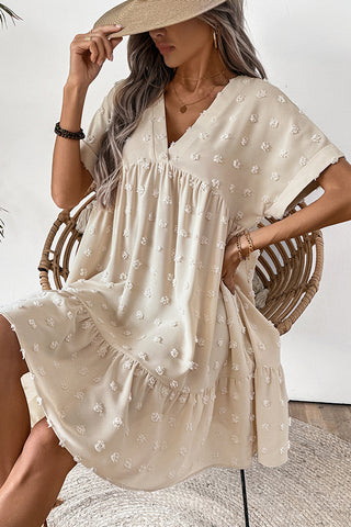 Fashion V Neck Solid Color Casual Dress