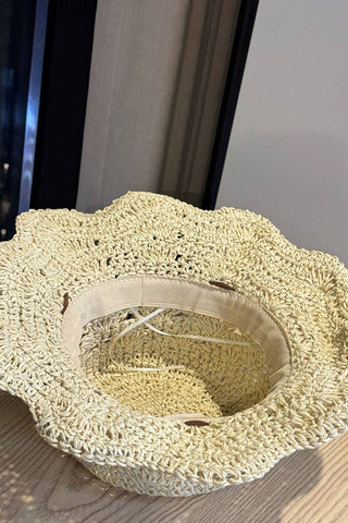 Color Block Crochet Hollow Straw Hat
