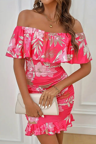 Off The Shoulder Printed Bodycon Dress