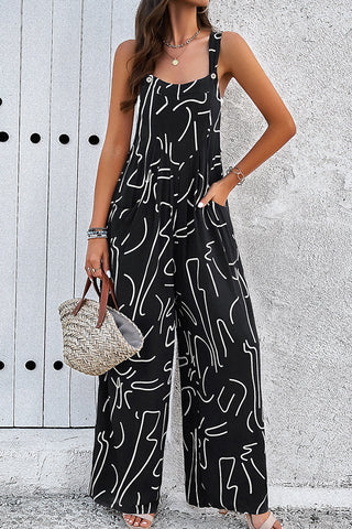 Fashion Printed Sleeveless Slip Jumpsuit