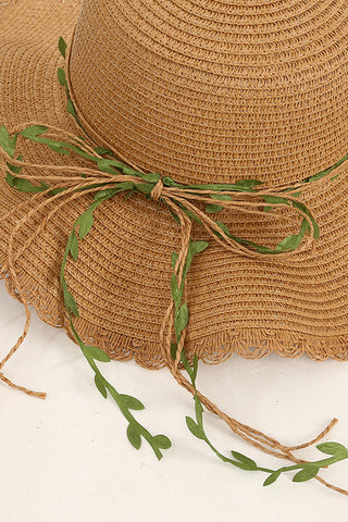 Fashion Color Block Floral Decoration Weave Hat