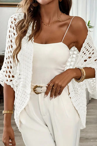 Fashion Crochet Hollow Open Front Cardigan