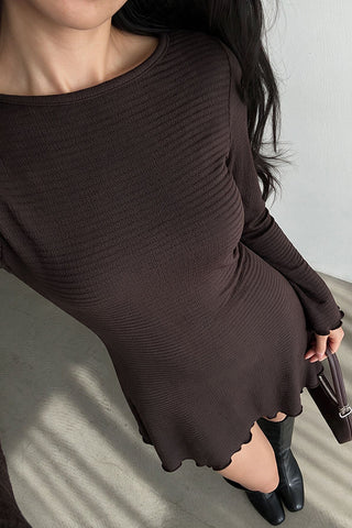 Fashion Solid Color Long Sleeve Mini Dress