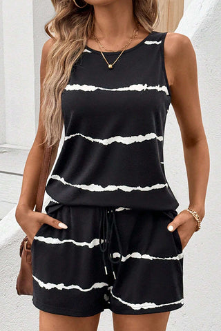 Color Block Round Neck Casual Two Piece Set