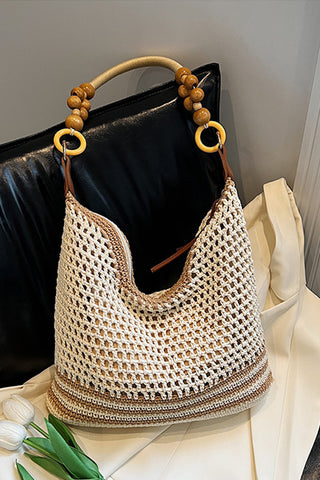 Color Block Hollow Knit Weave Bag
