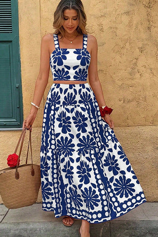 Resort Style Printed Smocked Two Piece Set