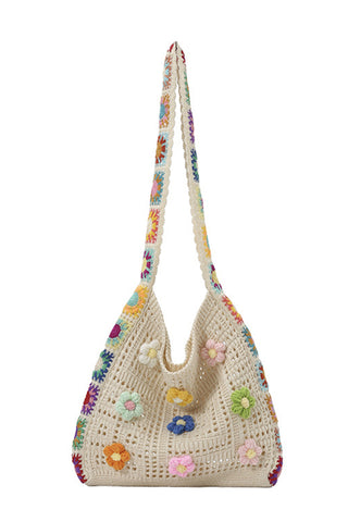 Fashion Flower Design Hollow Weave Bag