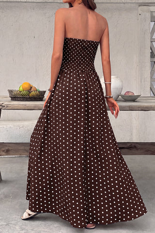Dots Print Sleeveless Bandeau Retro Dress