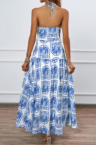 Resort Style Printed Halter Neck Maxi Dress
