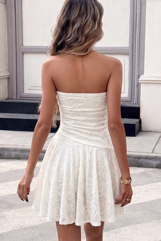Resort Style Bandeau Solid Color Mini Dress