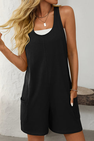 Solid Color Sleeveless Casual Rompers