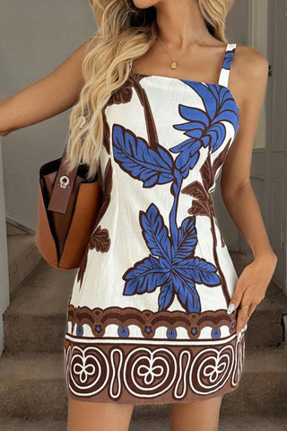 Fashion Printed Color Block Mini Dress