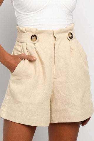 Fashion High Waist Solid Button Shorts