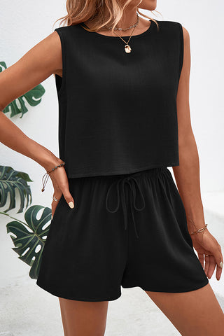 Fashion Solid Color Round Neck Casual Two Piece Set