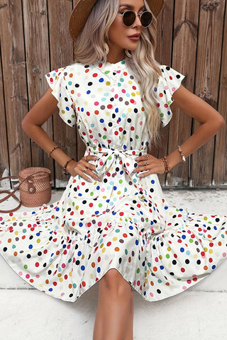 Polka Dots Print High Waist Casual Dress