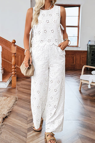 Fashion Solid Color Sleeveless Casual Two Piece Set