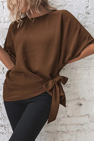 Knot Design Loose Fit Half Sleeve Casual Tops