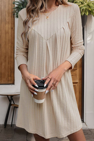 Fashion Solid Color V Neck A-line Dress