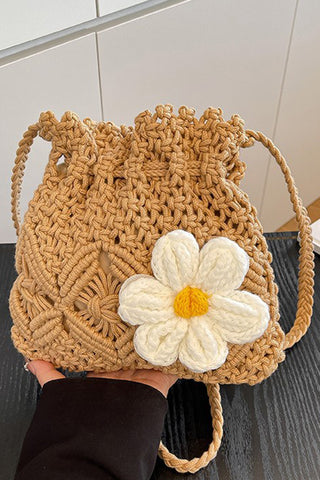 3D Color Block Sunflower Weave Bag