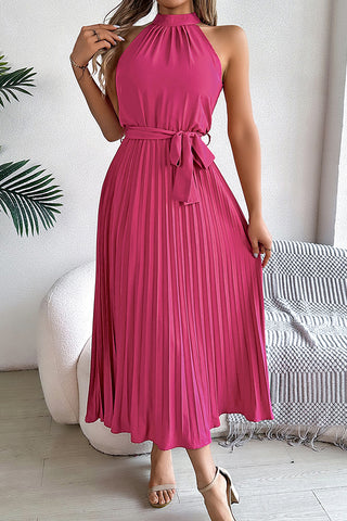 Fashion Halter Neck Solid Color Maxi Dress